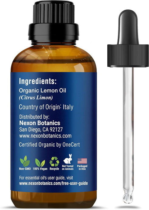Organic Lemon Essential Oil 30 ml - Natural, Pure Organic Lemon Oil Essential Oil for Diffuser, Aromatherapy, Skin, Hair Care - Aceite de Limon - ...