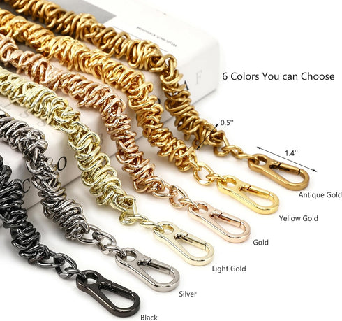 Unique Metal Bag Chains Purse Handles Shoulder Strap Replacement Accessories Charms for Handbags(Black 16 Inch)...