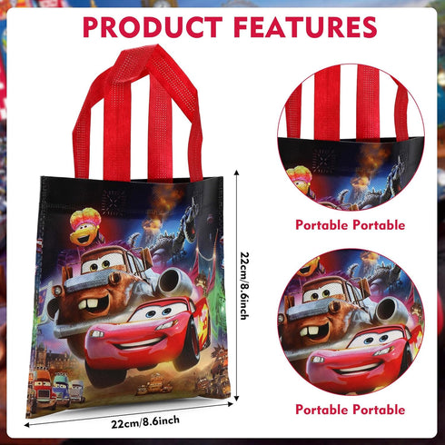 Tawekel 24Pack Lightning Mc Party Gift Bag - Cartoon Cars Waterproof Handbag Packaging Bag Party Supplies for Birthday Party School Activities Out...
