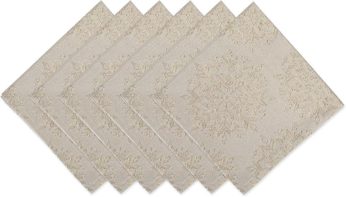 DII Holiday Dining Table Linen Sparkle Metallic Kitchen Décor, Napkin Set, 20x20, Jacquard Snowflakes, 6 Piece...
