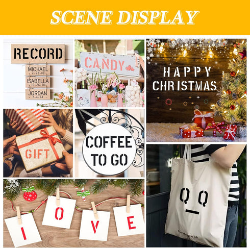 UCEC 3 Inch Letter Stencils Symbol Number Stencil, 42PCS Reusable Alphabet Letter Stencils Interlocking Stencil Kit, Plastic Art Craft Stencils Le...