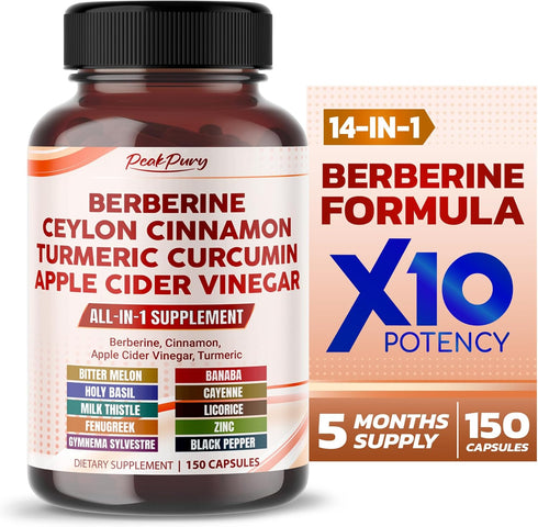Berberine 8000mg Cinnamon 6000mg Apple Cider Vinegar 3000mg Turmeric 3000mg - Overall Wellness Support- Made in USA...