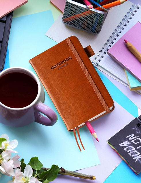 AISBUGUR Pocket Notebook Small Notebook 2-Pack, 3.5" x 5.5" Pocket Notebooks Hardcover with Thick Lined Paper, Inner Pockets, Cover Letter Embossi...