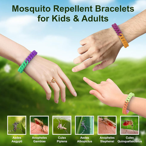 6 Pack Mosquito Repellent Bracelets for Adults and Kids, DEET-Free Insect & Bug Repellent Bands, Individually Wrapped Repellent Wristbands for Out...