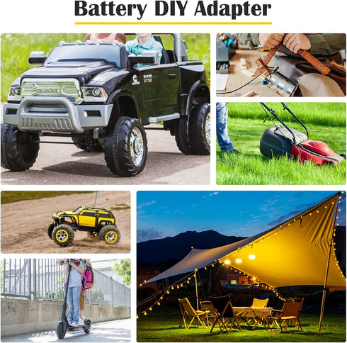 2 Packs Power Wheel Adapter for Dewalt 20V Battery Adapter Power Wheels Battery Converter Kit with Fuses & Wire Terminals, 12AWG Wire, Power Conne...