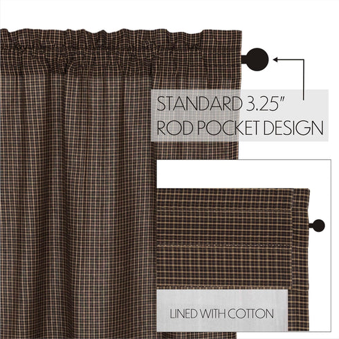VHC Brands 7172 Kettle Grove Plaid Balloon Valance 15x60 Curtains, Country Black...