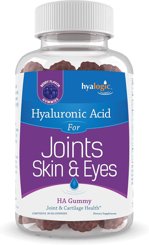 Hyalogic Hyaluronic Acid Gummies Mixed Berry Flavor HA Gummies – Gluten-Free Gummy Vitamins for Adults - HA Supplement for Joints, Skin & Eyes (30...