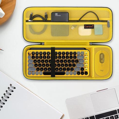 Canboc Hard Carrying Case for Logitech POP Keys Mechanical Wireless Keyboard and POP Wireless Mouse, Mesh Pocket fits Cables, USB Receiver, Spare ...