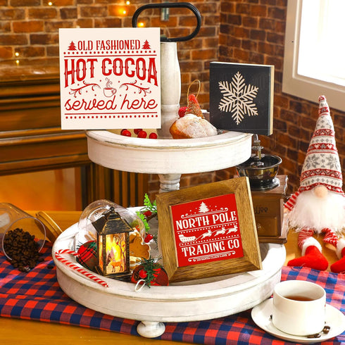 Alinacutle Hot Cocoa Christmas Silkscreen Stencil,Reusable Self-Adhesive Silk Screen Printing, Sentiments Template,for Printing on Wood/Fabric/Wal...