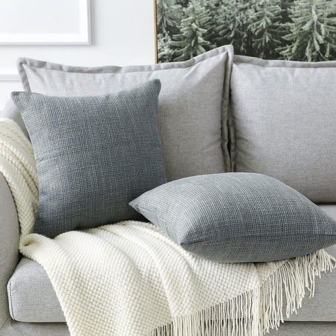 OTOSTAR Linen Throw Pillow Covers Set of 2 Decorative Square Pillowcases Cushion Covers 28x28 Inch for Home Decor Sofa Bedroom Car 70 x 70 CM Dark...
