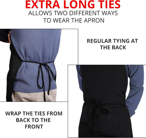 Utopia Kitchen 2 Pack Bib Apron, Adjustable with 2 Pockets, Water and Oil Resistant, Cooking Kitchen Chef Apron for Women Men...