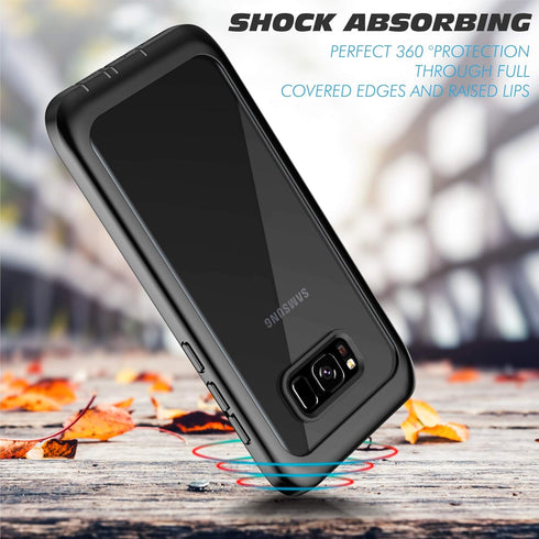 Samsung Galaxy S8 Case, Pakoyi Full Body Bumper Case Built-in Screen Protector Slim Clear Shock-Absorbing Dustproof Lightweight Cover Case for Sam...