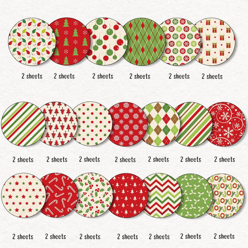 Whaline 40Pcs Christmas Pattern Paper Red Green Scrapbook Specialty Paper Poinsettia Joy Double Sided Craft Paper For DIY Craft Card Making Photo ...