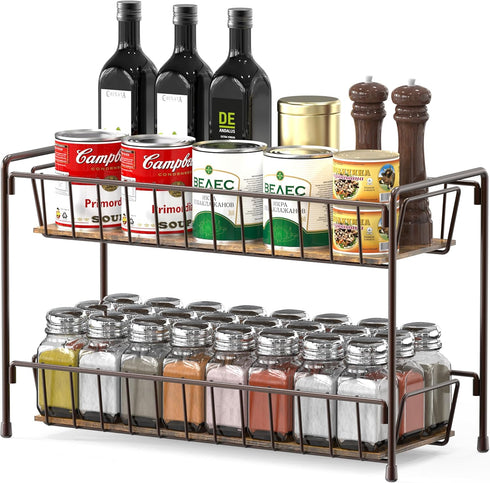 Simple Houseware Countertop Spice Rack 2-Tier Kitchen Spice Organizer Storage Shelves, Bronze...