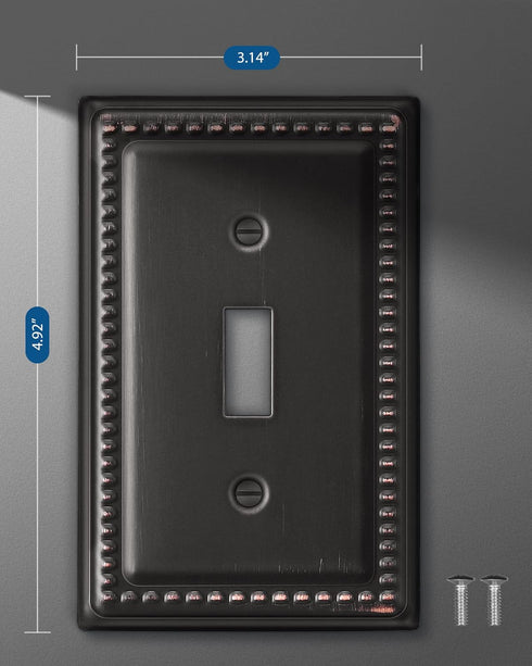 DEWENWILS Decorative Light Switch Cover, Metal Toggle Light Switch Wall Plates, Aged Bronze Outlet Covers for Home, Office...