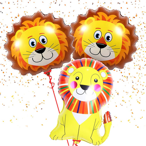 KatchOn, Lion Balloons for Birthday Party - Giant 30 Inch, Pack of 3 | Lion Foil Balloon, Lion Party Decorations | Lion Mylar Balloon, Lion Decora...
