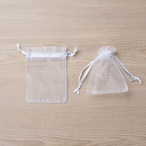 100pcs White Organza Bags 2x3 inch Sheer Drawstring Gift Bags Jewelry Pouches Wedding Party Christmas Favor Gift Bags, Little Mesh Gift Pouches Mi...