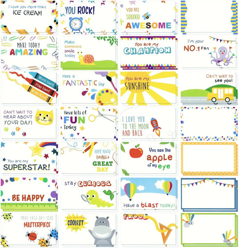 Juvale 60 Pack Motivational Lunch Box Notes for Kids – Cute, Joking, and Encouraging Note Cards to Inspire Kids to do Their Best in School (2 x 3....
