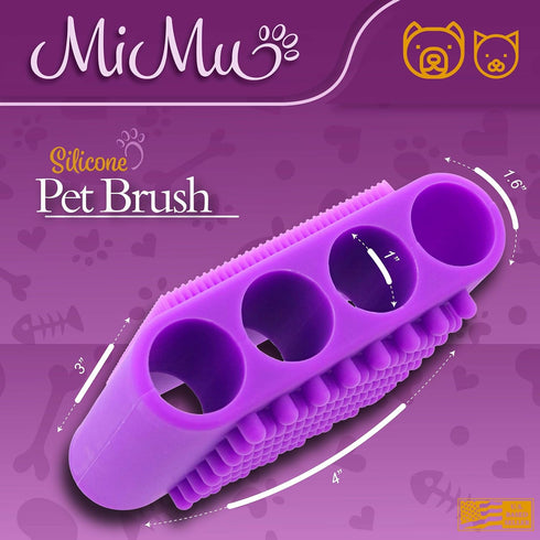MiMu Silicone Pet Brush - Purple Deshedding Brush for Routine Deep Cleaning and Massaging Wet or Dry Dog Shedding Tool...