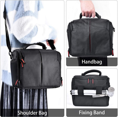 FOSOTO Camera Case Bag Compatible for Nikon D3300 D3400 D5300 D5500 D5600 D7200 D7100 D500 D90 D60 D750 D810 D610,Canon EOS Rebel T5i T6 T7i XT SL...