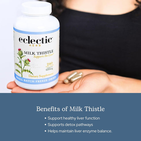 Eclectic Herb - Premium Freeze Dried Milk Thistle Capsules | Dietary Supplement | Liver Support, Detox, Cleanse + Maintain | Natural, Non-GMO, Veg...