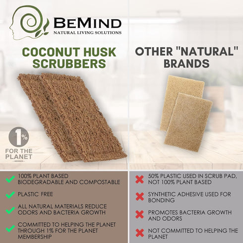 Coconut Husk Scrubber(3) Coconut Scouring Pads|Natural Dish Scrubber|Coconut Dish Scrubber|Eco Friendly Dish Scrubber|Coconut Scrubber|Coconut Hus...