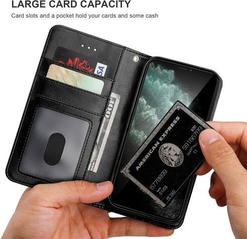 Bocasal for iPhone 11 Pro Wallet Case with Card Holder PU Leather Magnetic Detachable Kickstand Shockproof Wrist Strap Removable Flip Cover for iP...