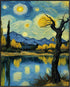 Posterizer 1 pcs- starry night inspired landscapes-nature-oil painting style 4-Landscape & Nature Art-Floral Botanical Art- Decor for Home & Offic...