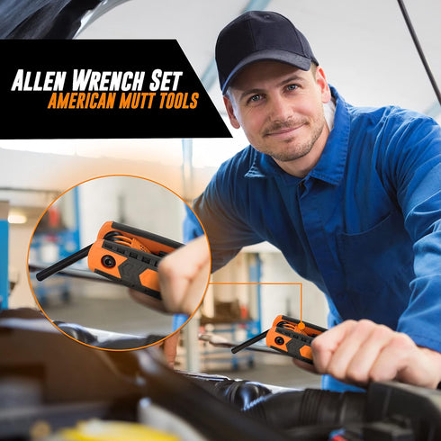 AMERICAN MUTT TOOLS 17pc Folding Allen Wrench Sets – SAE and Metric Allen Key Set – Hex Key Set, Allen Wrenches Sets, Metric Allen Wrenches Set...
