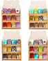 64Pcs Mini Bookcase Toy Book Shelf Wood Doll House FurnitureModel Library Decor Four Floors Storage Shelves Pretend Play 1:12 Accessories scene Ha...
