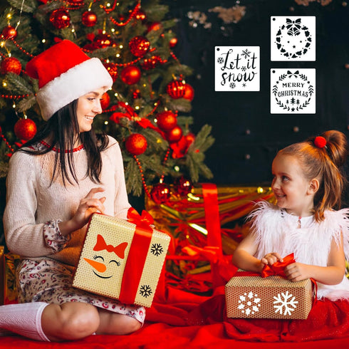 80 Pcs 5 x 5 Inch Christmas Stencils for Painting on Wood, Reusable Merry Christmas Ornament Stencils Snowflakes Holiday Stencils DIY Craft Templa...