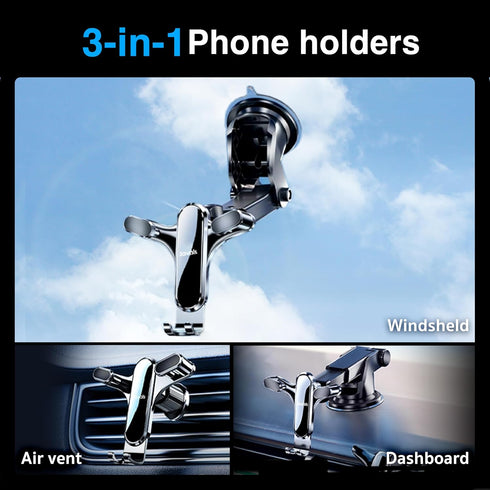 Phone Holders for Your car 3 in 1 Phone Holders for Mount Dashboard Windshield Vent Phone Holders Suction Cup iPhone Samsung Adjustable auto Truck...