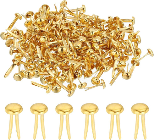 PATIKIL 400 PCS Paper Brass Fasteners Split Pins Pastel Mini Metal Brads Round Head Plated Fastener for Craft Art Scrapbooking DIY Supplies, Gold,...