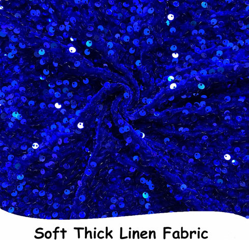 Royal Blue Sequin Fabric by The Yard Velvet Fabric 1 Yard Glitter Sequin Velvet Fabric with Embroideried Sequins Decoratived Fabric for Wedding Bi...