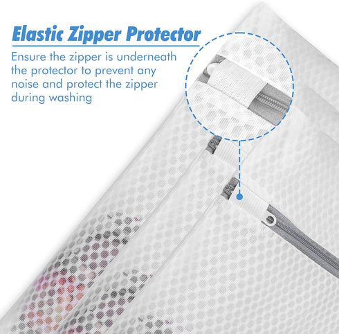 Mesh Laundry Bags for Delicates - Durable Lingerie Bags for Washing Delicates with Elastic Zipper Protector, Delicates Bag for Washing Machine and...