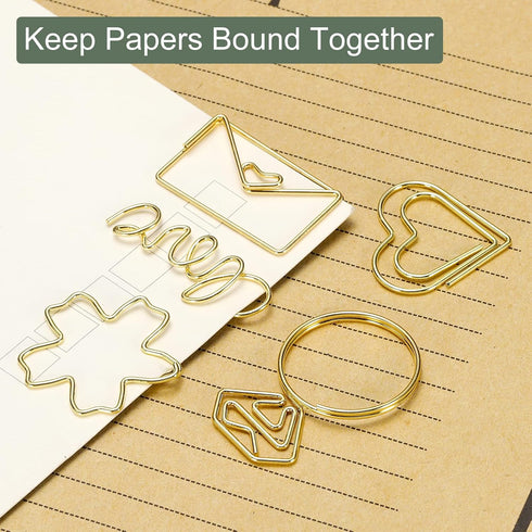 YOKIVE 20 Pcs Paper Clips, Envelope Shape | Keep Desk Neat, Great for Art, Home, Daily Use (Gold)...