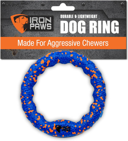 Indestructible Dog Ring Toy, Blue - Tough Dog Pull Toys for Aggressive Chewers, Dog Flying Disc for Fetch, Tug of War and Dog Training...