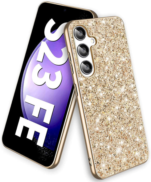 S23 FE Glitter Case for Samsung Galaxy S23 FE 5G Phone Case for Women Girls, Slim Ultra Thin Matte Back Shockproof Protective Cover for Samsung S2...