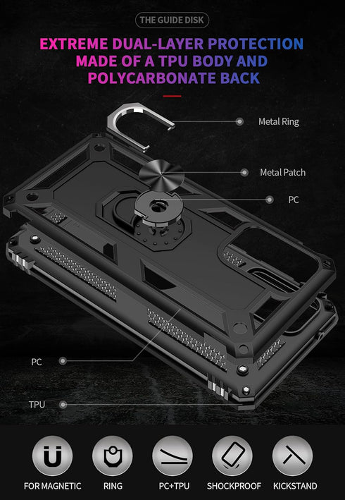 Military Grade Drop Impact for Samsung Galaxy A52 5G Case 360 Metal Rotating Ring Kickstand Holder Armor Heavy Duty Shockproof Cover for Galaxy A5...