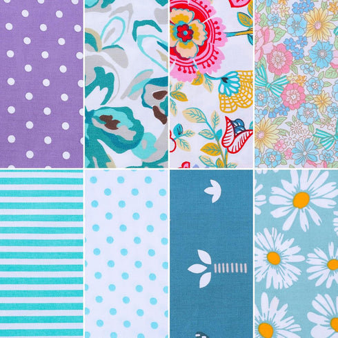 8Pcs 18" x 22" Cotton Fabric DIY Making Supplies Quilting Patchwork Fabric Fat Quarter Bundles DIY for Quilting Patchwork Cushions Cotton Fabric f...