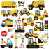 Tevxj Construction Vinyl Gel Clings, 20 Pcs Yellow & Black Transportation Stickers for Kids, Reusable Wall & Window Decor, Airplane, Truck Decals,...
