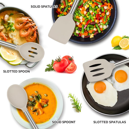Kitchen Utensils Set of 4 Pack,Silicone Kitchen Utensils Set for Nonstick Cookware,Perfect for Baking and Mixing,Spatula Set BPA Free,Dishwasher S...