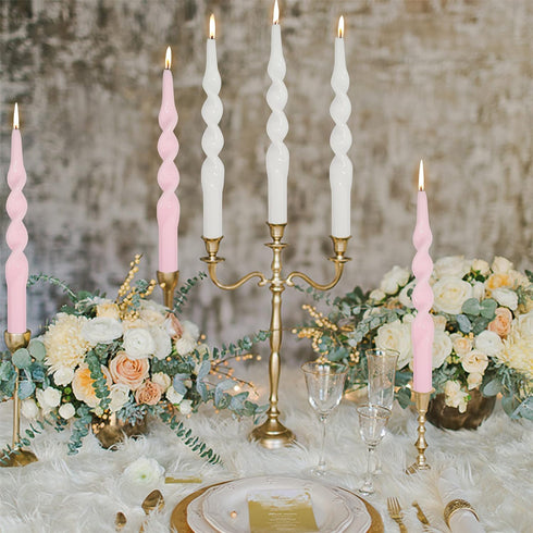 Spiral Taper Candles White Candlesticks,Set of 2 Cute Candle Sticks Handmade Tapered Candles 10 Inches Long Twisted Candlestick for Home Decoratio...