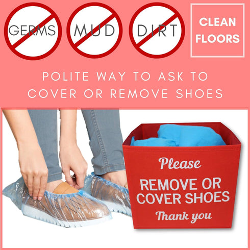 Shoe Cover Box | Disposable Shoe Bootie Holder For Realtor Listings and Open Houses, Please Remove Your Shoes Sign, Real Estate Agent Supplies...
