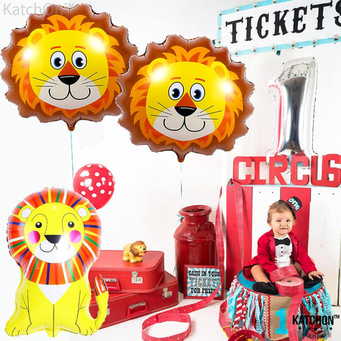 KatchOn, Lion Balloons for Birthday Party - Giant 30 Inch, Pack of 3 | Lion Foil Balloon, Lion Party Decorations | Lion Mylar Balloon, Lion Decora...