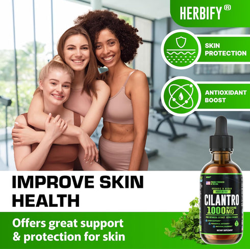 HERBIFY Cilantro Tincture - Herbal Cilantro Supplement for Detox - Rich Source of Antioxidants - Supports Heart and Body Cleanse - Made in USA - C...