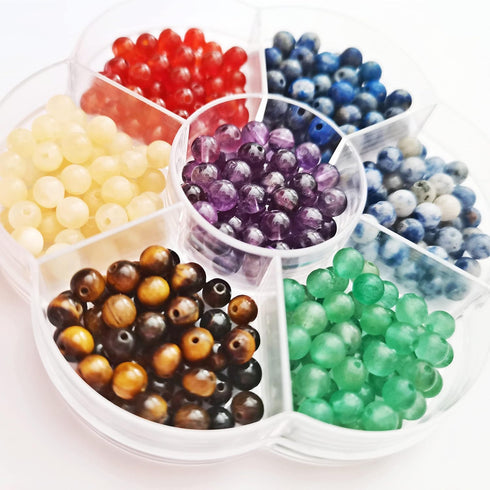 350pcs 4mm 7 Chakra Natural Stone Round Beads Crystals Energy Healing Genuine Real Stone DIY Charm Smooth Beading for Bracelet Necklace Earrings J...