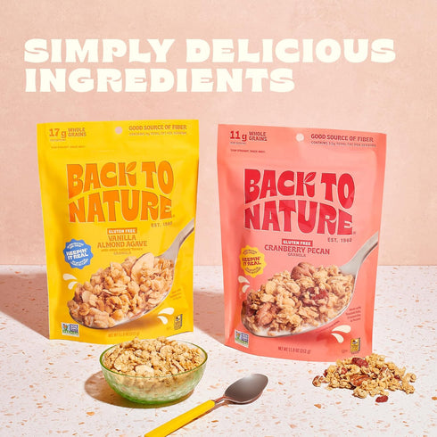 Back to Nature Granola Clusters Cereal - Non-GMO, Plant Based Snacks made with Whole Grain Rolled Oats - Peanut Butter Clusters, 11 Ounce...