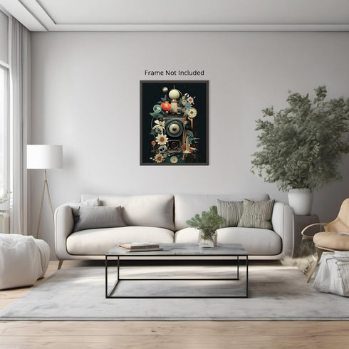 Posterizer 1 pcs-vintage collage with flowers and retro instruments-Retro Art-Abstract & Modern Art-Gift for Art Lovers- UNFRAMED Wall Art...
