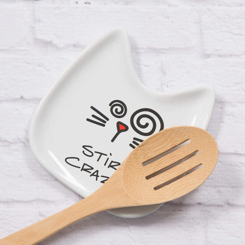 Pavilion Gift Company Blobby Cat, Cat Spoon Rest "Stir Crazy", 5", White...